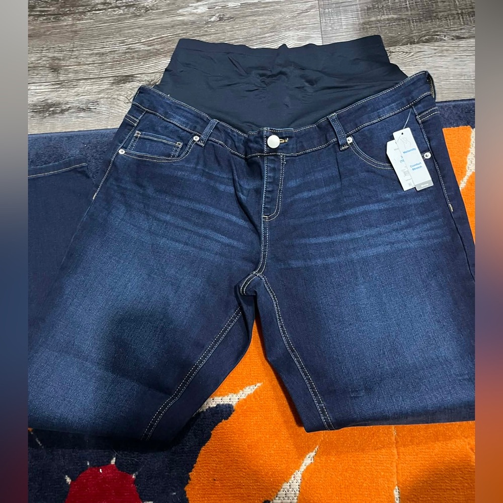Maternity Dark Wash Blue Stretch Jeans